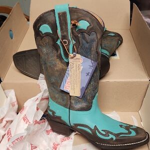 New Durango Turquoise and Brown Dream Catcher Women's Boots